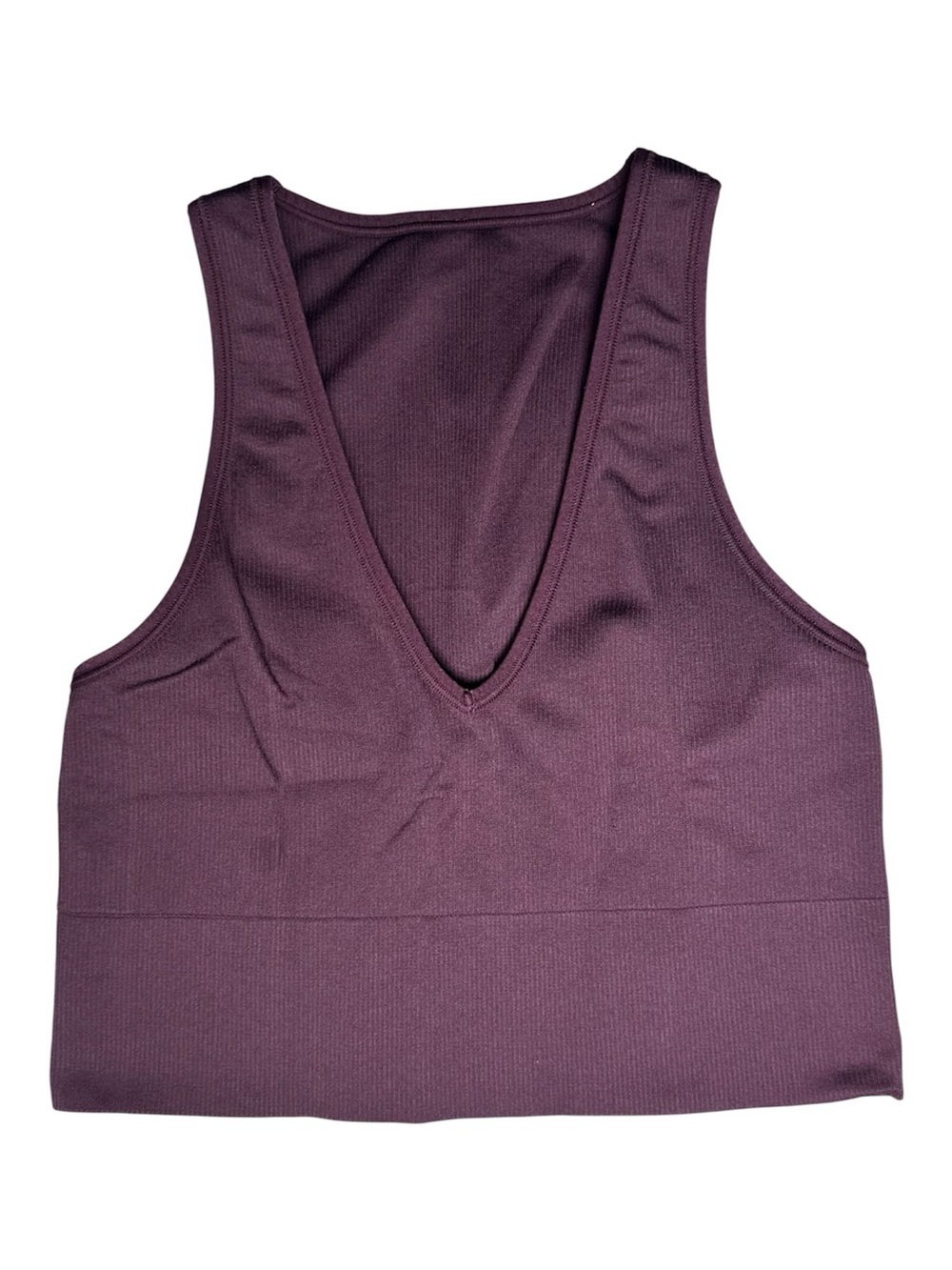 Athleta Ribbed Cropped V Neck Tank Plum Size Medium